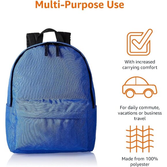 🆕 Men Blue Classic School Featuring Adjustable Padded Double-Zipper Backpack - Picture 2 of 7